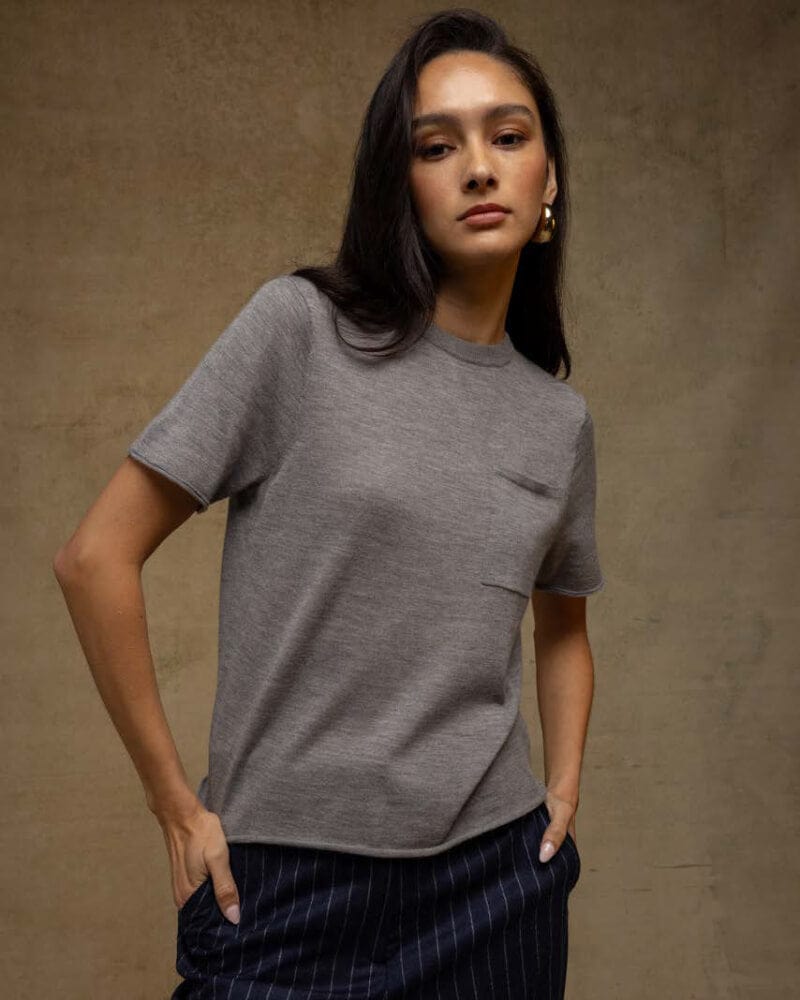 27 Miles Malibu Sweaters 27 Miles - Rayna sweater in Heather Grey 100% cashmere.