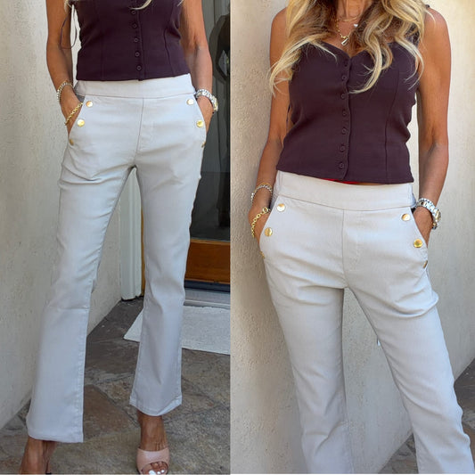 Bevy Flog Bevy Flog - Sofia Crop Pant in Beige