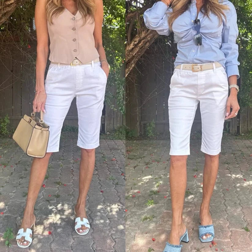 Bevy Flog Pants 24 Bevy Flog - Lora Bermuda shorts in white