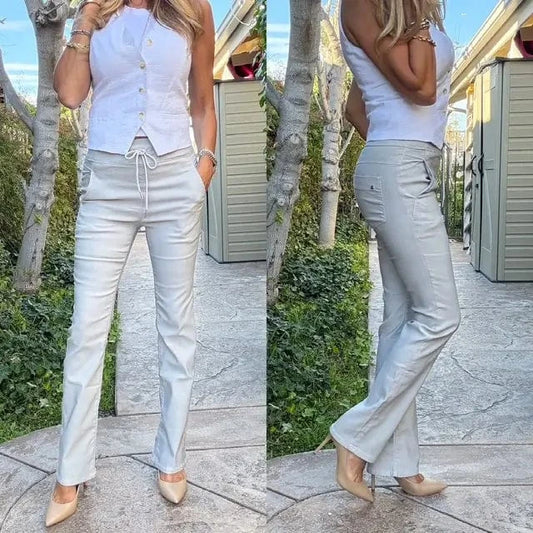 Bevy Flog Pants Bevy Flog - Loren Pant in Light Grey Herringbone