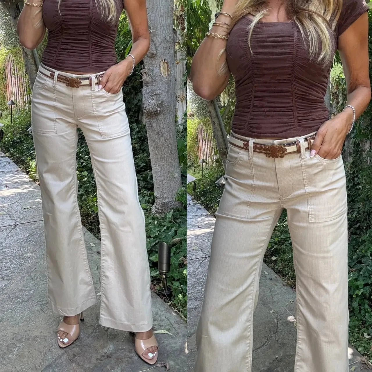 Bevy Flog Pants Bevy Flog - Romi Pant in Beige stripe