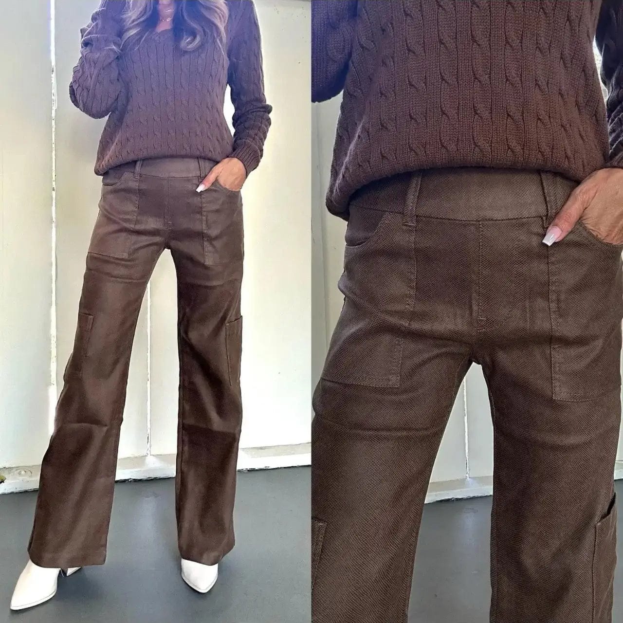 Bevy Flog Pants Bevy Flog - Rose Cargo Pant in Brown Suede Croc