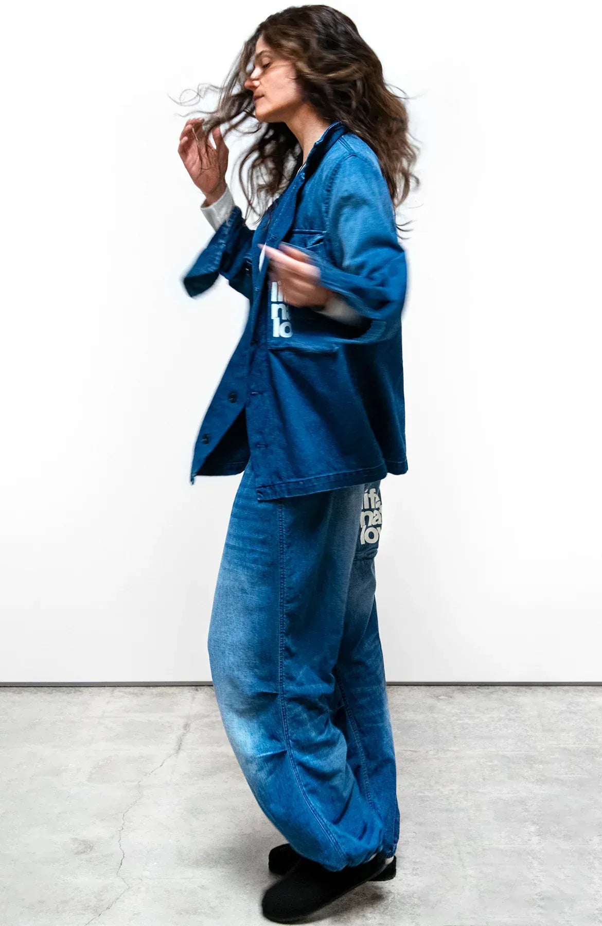 FREECITY Sweatpants Freecity - LNL INDIGO WORKSHOP/UNIFORM LOOSE DRAWCORD "BIGGY" - INDIGO BLUES