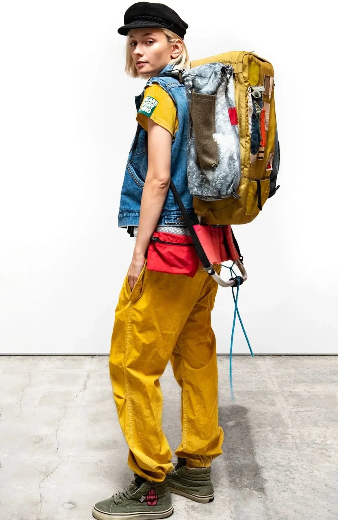 FREECITY Sweatpants S FrFreecity -CANYONKID POPLIN/AIR FLAP/SNAP JUMPpant - yellowplantpowder