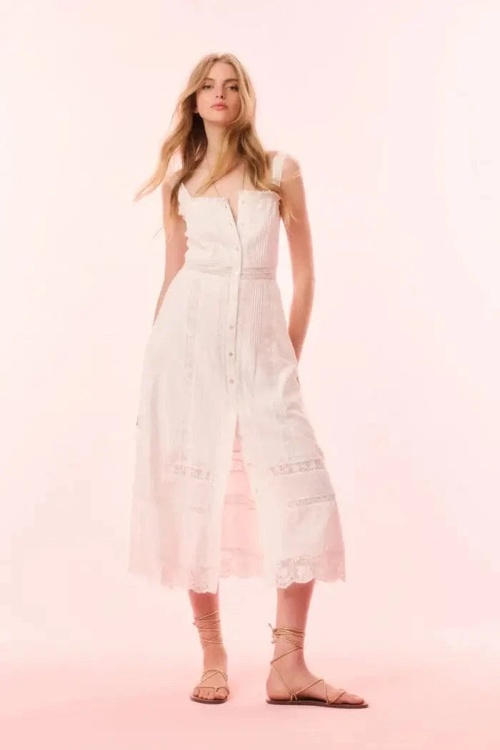 Love Shack Fancy - Judalon Dress in Optic White Basicality Love Shack Fancy - Judalon Dress in Optic White Basicality