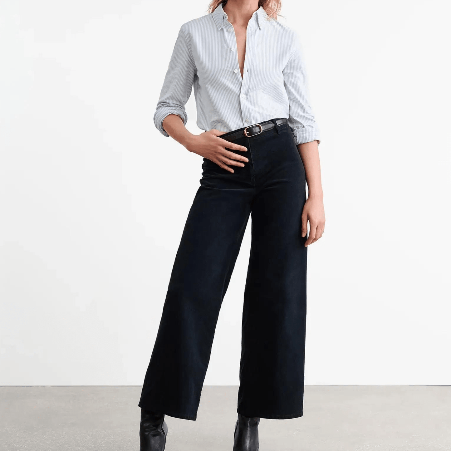 Nili Lotan Blouses XS Nili Lotan - Dyllan Shrunken shirt in Blue Stripe