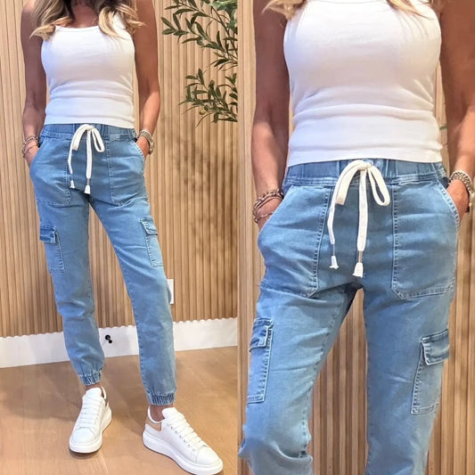 Private Access Bevy Flog - Gaya Cargo Light Denim w/linen Tie