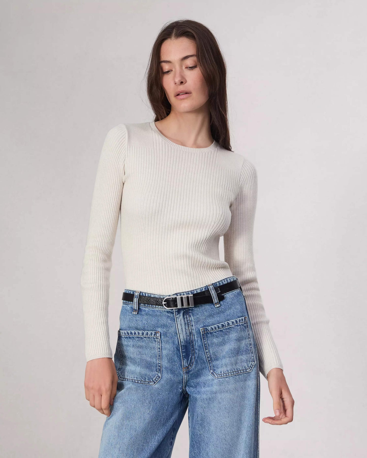 Rag & Bone Sweater Rag & Bone - Audrina Crew top in Off White