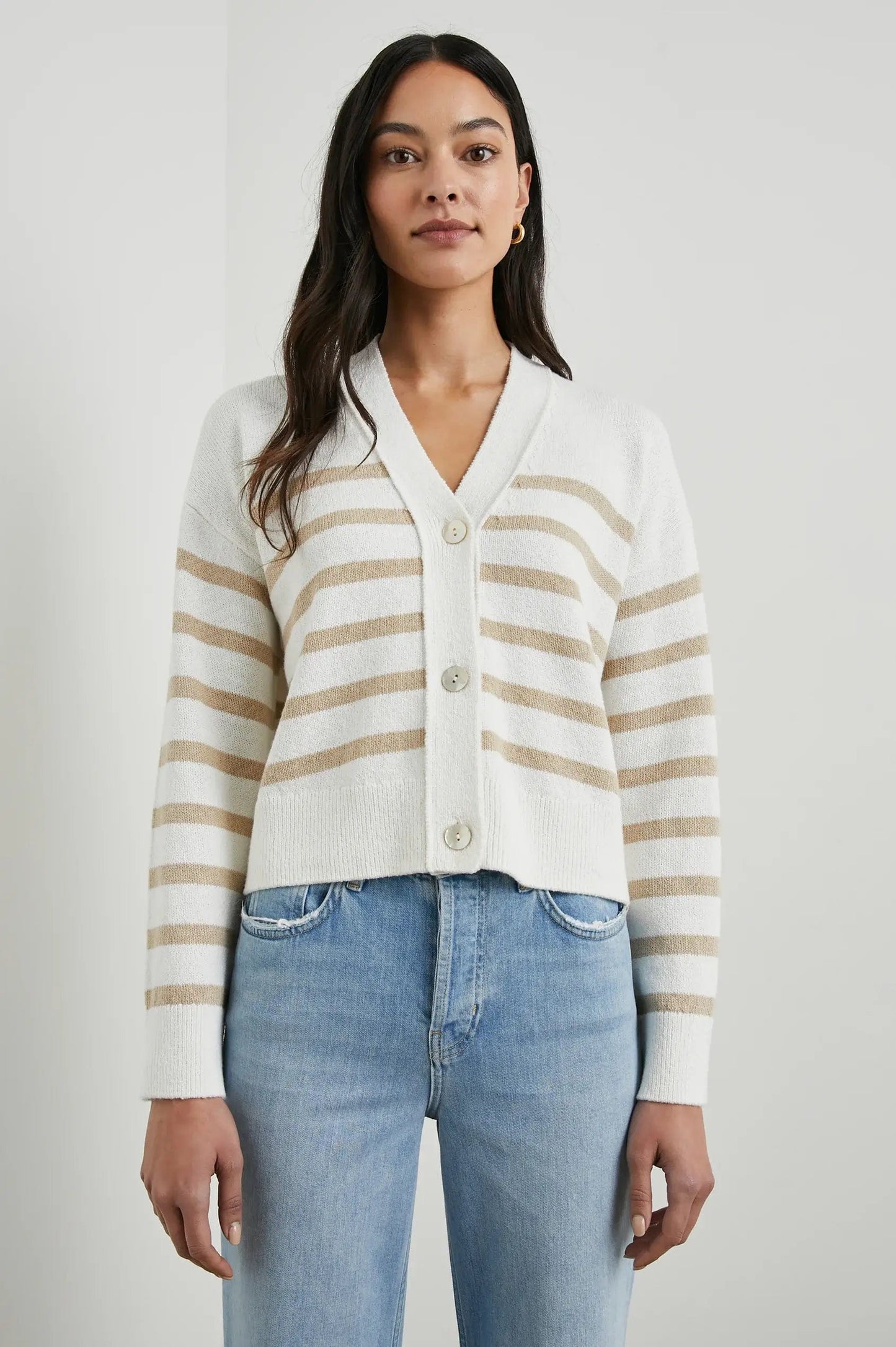 Rails Jackets M Rails - Geneva Cardigan in Sand Stripe