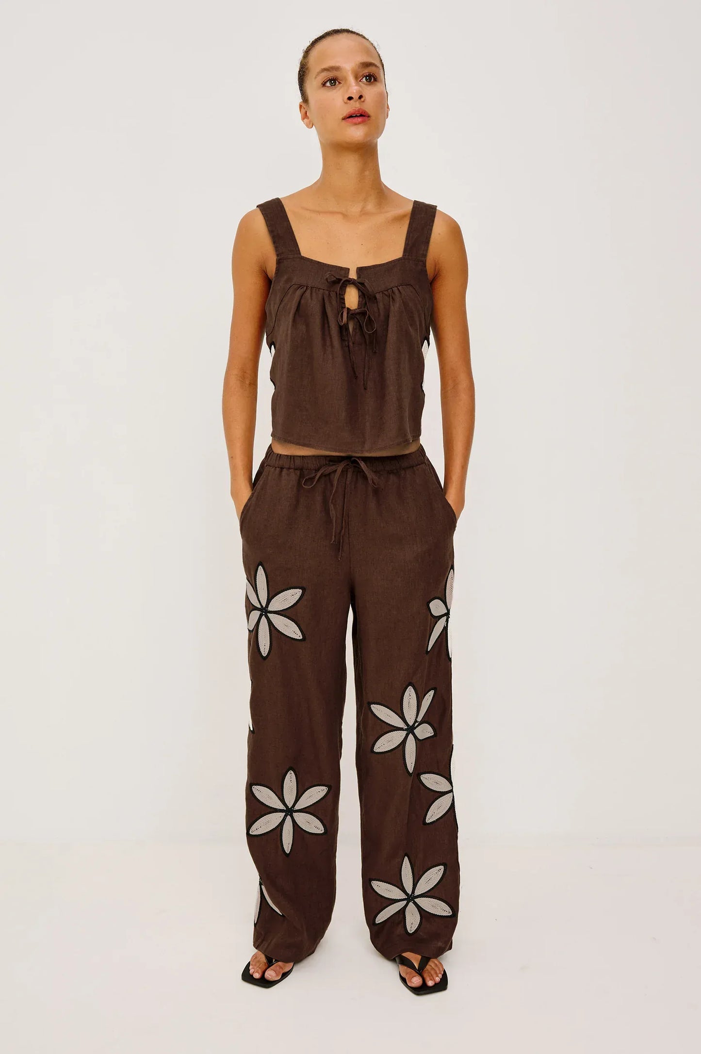 Rails Pants Rails - Emmie pant in cocoa floral embroidery