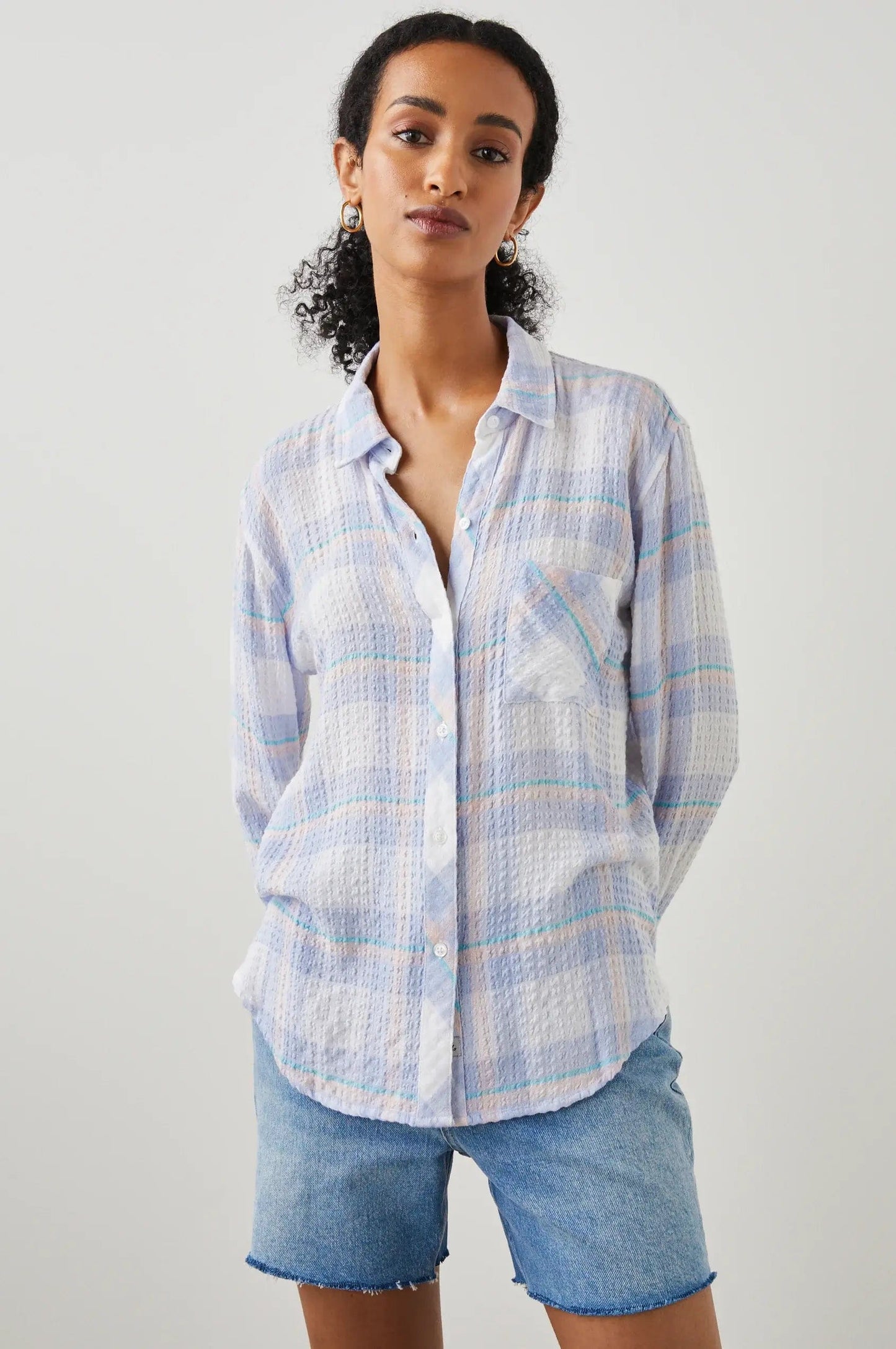 Rails Shirts XS Rails - Brady Shirt in White Periwinkle Peach
