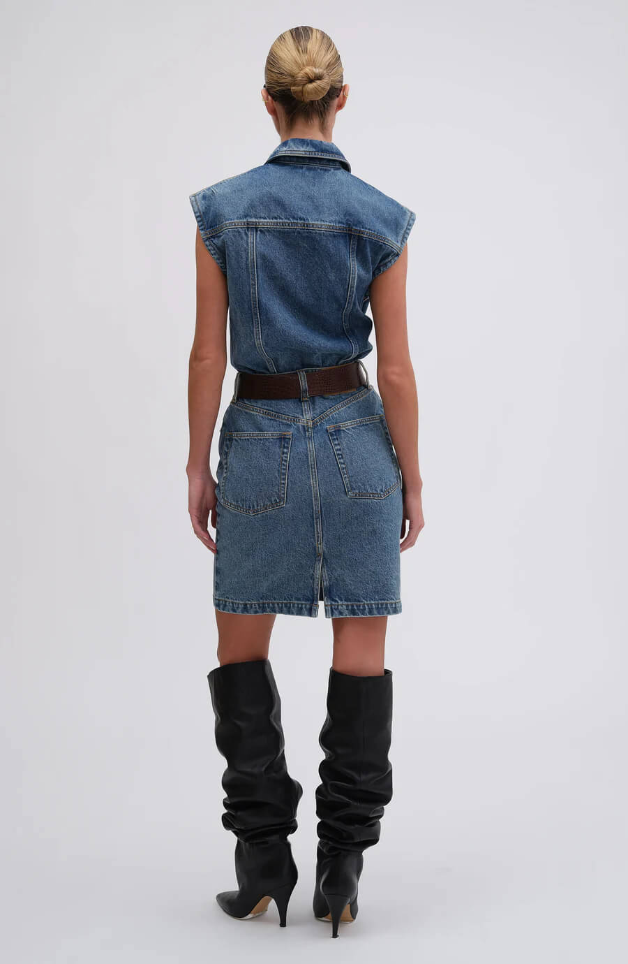 Ronny Kobo Tops S Ronny Kobo - Carlyle Bodysuit in Lightwash blue denim