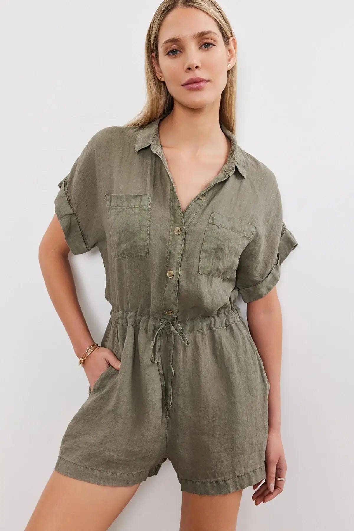 Velvet Blouses Velvet - Clare Romper in Axe green