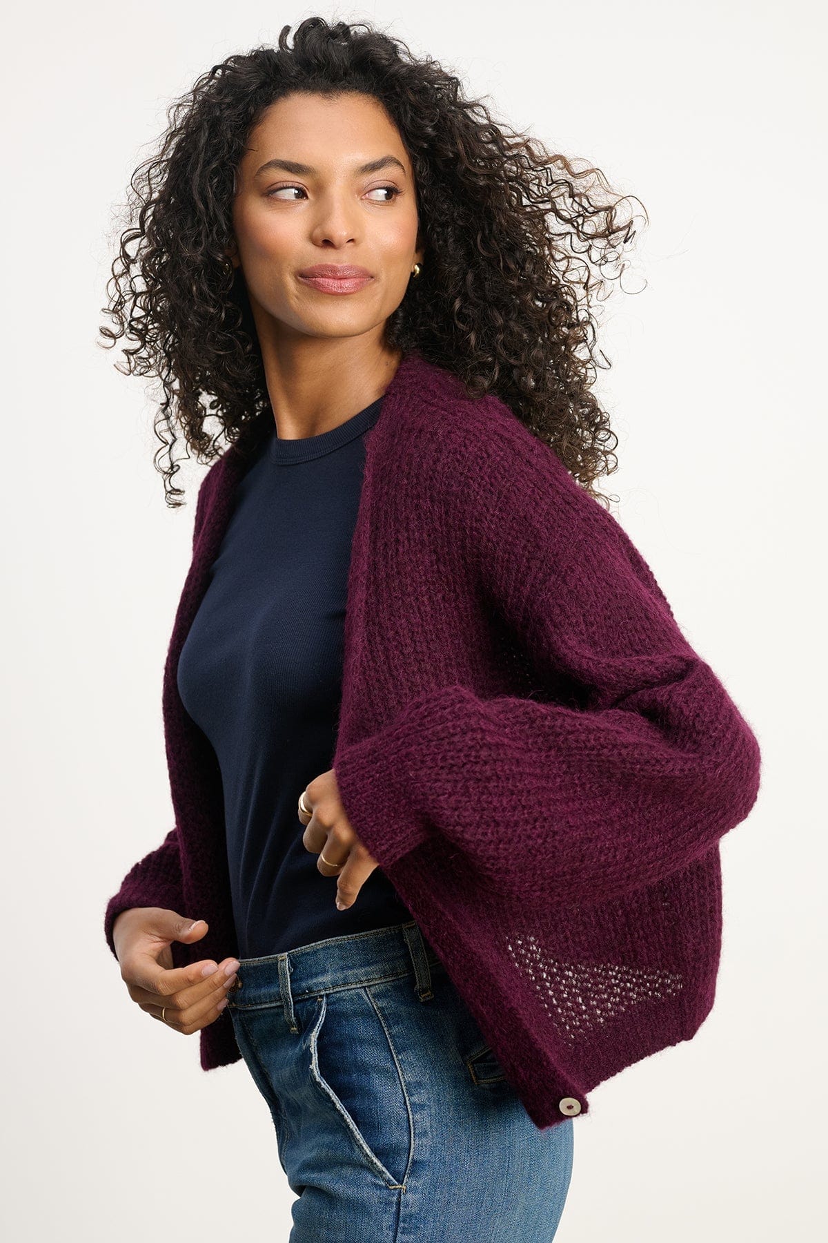 Velvet Blouses Velvet - Rayna Cardigan in blackberry