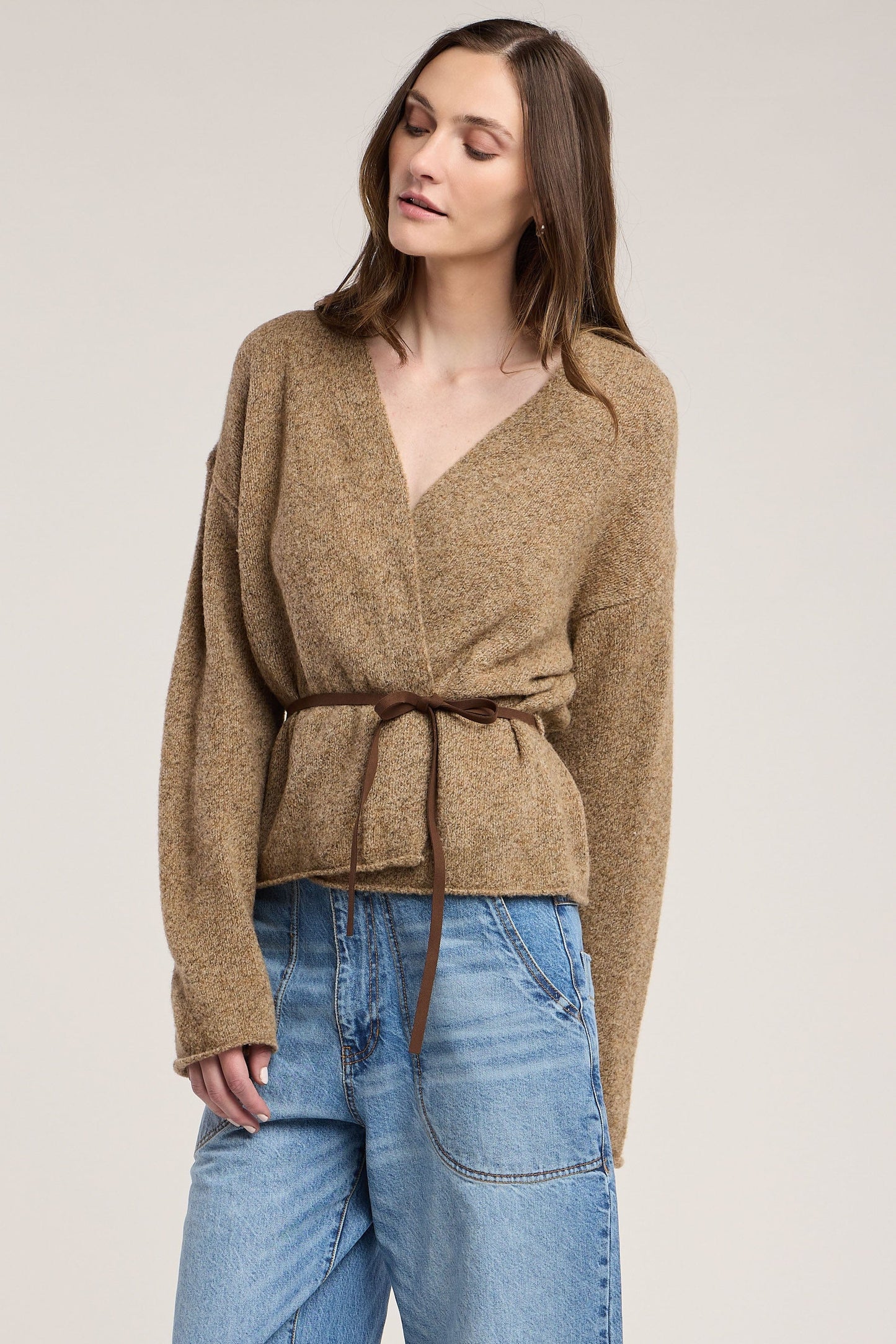 Velvet Knitwear Velvet - Alina Belted Cardigan in Timber