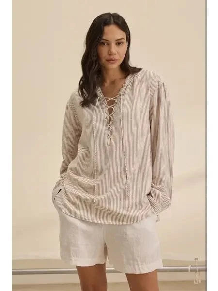 Velvet Tops Velvet with Cleo Wade - Deara top in Oatmeal