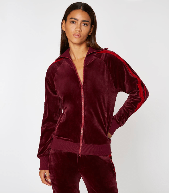 Pam & Gela Track Jacket with Tonal Racing Stripe in Bordeaux