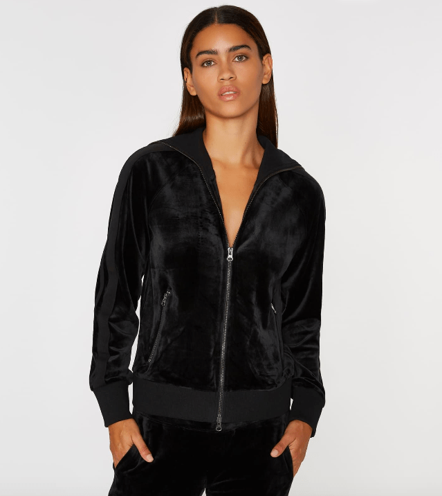 Pam & Gela Track Jacket with Tonal Racing Stripe in Black