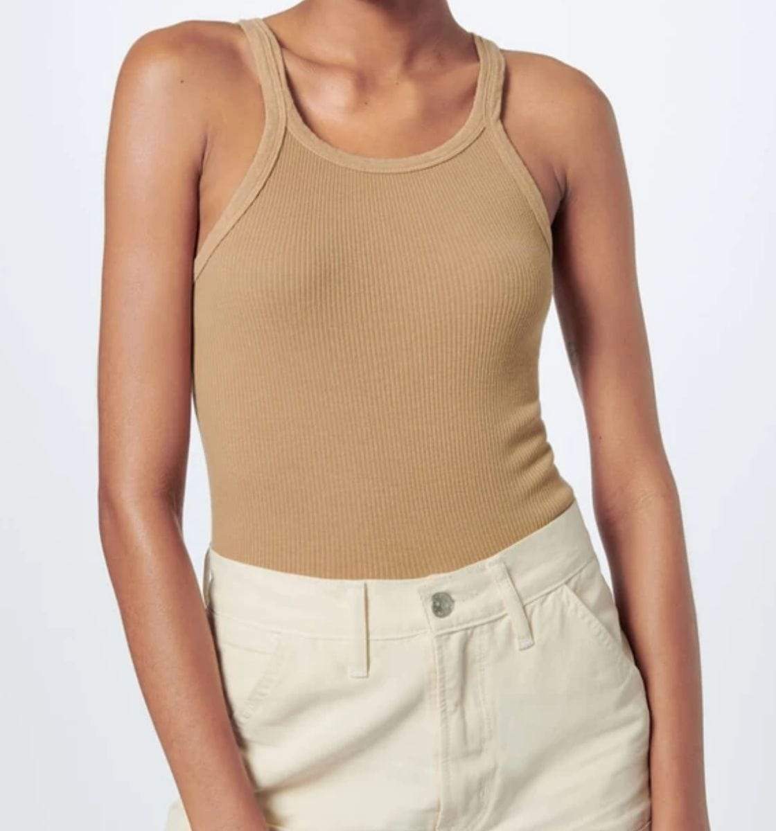 RE/DONE Tanks RE/DONE Ribbed Tank in Caramel Brown Tan
