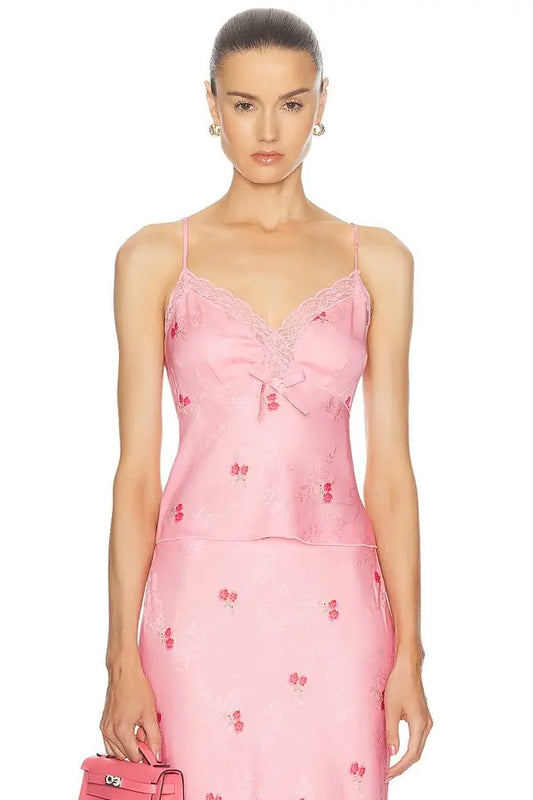 Love Shack Fancy - Fox top in Cherry Pink