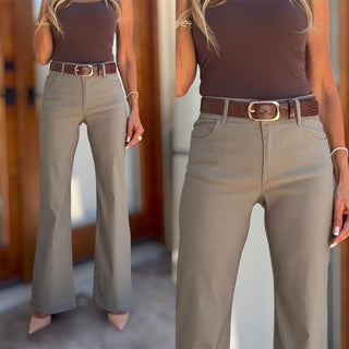 Bevy Flog - Amy Pant in light olive stripe