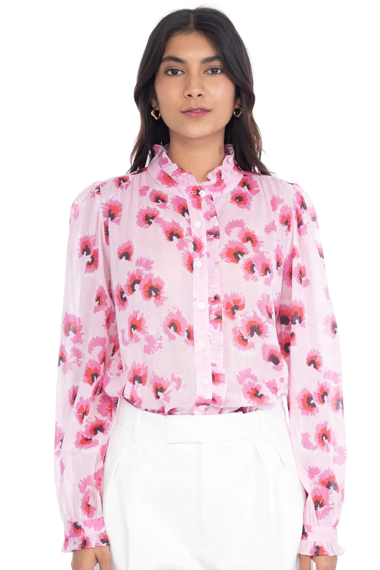 Banjanan Blouses P/XS Banjanan  - Christina Shirt in Leopard Floral Tulle