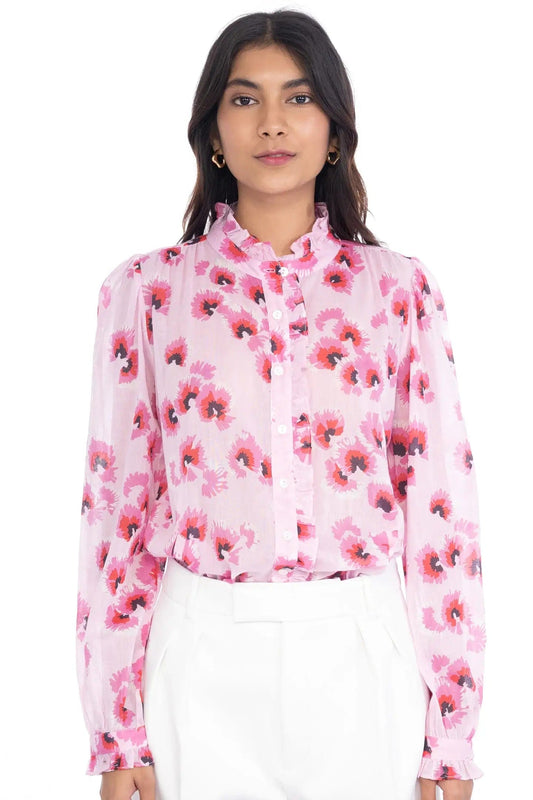 Banjanan Blouses P/XS Banjanan  - Christina Shirt in Leopard Floral Tulle