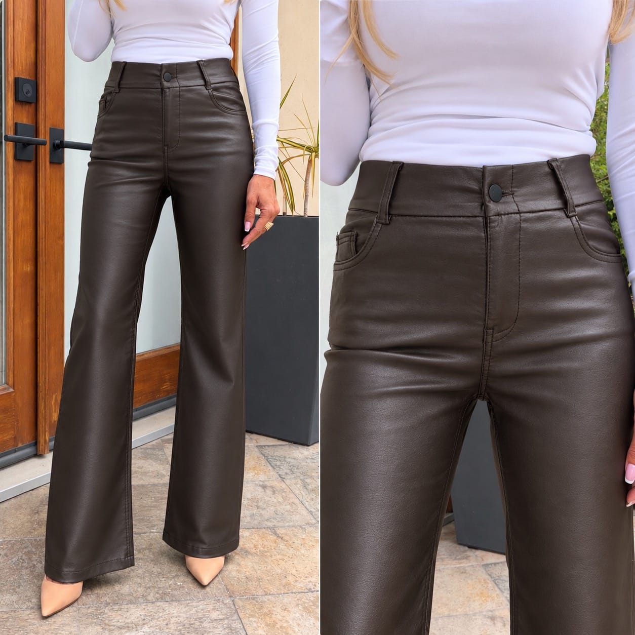 Bevy Flog Pants Bevy Flog - Amy pant in brown vegan fabric