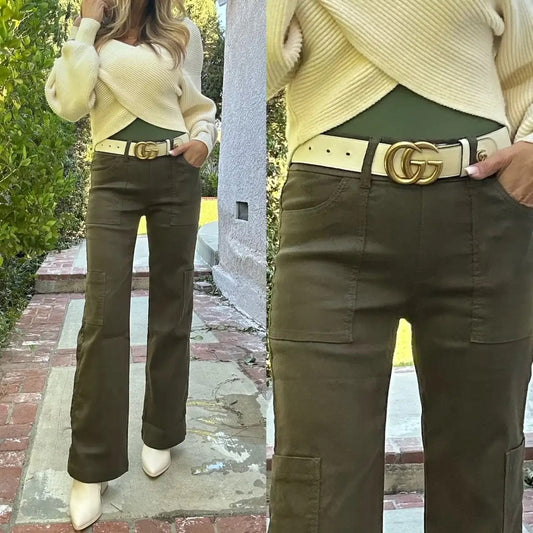 Bevy Flog Pants Bevy Flog - Rose Cargo Pant in Green Suede Croc