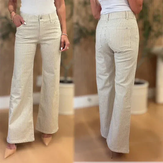 Bevy Flog Pants Bevy Flog - Sarah pant in beige blue stripe