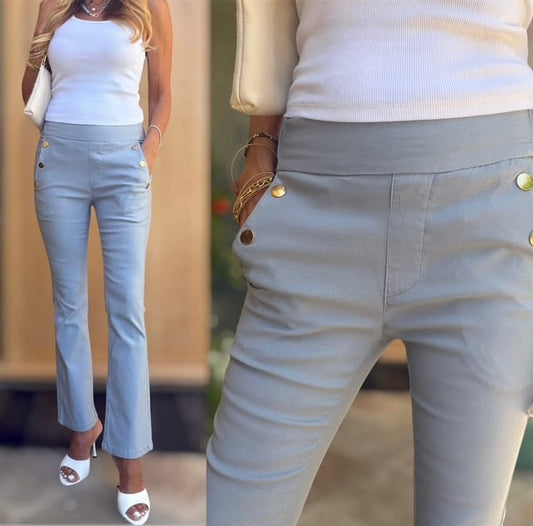 Bevy Flog Pants Bevy Flog - Sofia Pant in Light blue herringbone