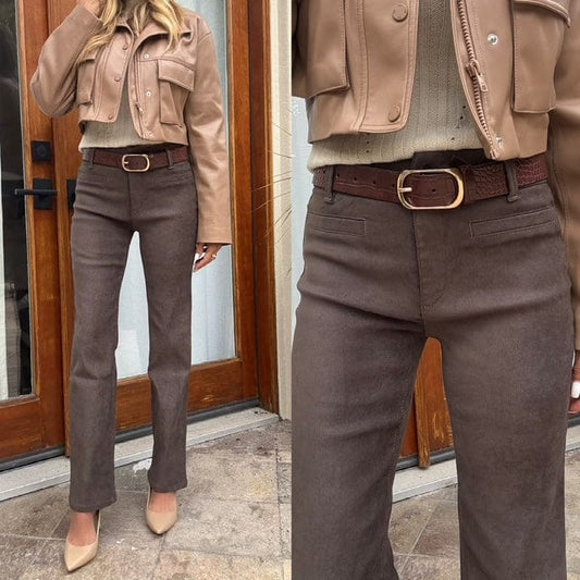 Bevy Flog Pants Bevy Flog - Tami Pant in Brown Velvet Suede