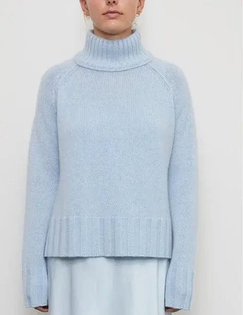 Brazeau Tricot Sweaters Brazeau Tricot - Rib mock Neck Sweater in Chambray Blue