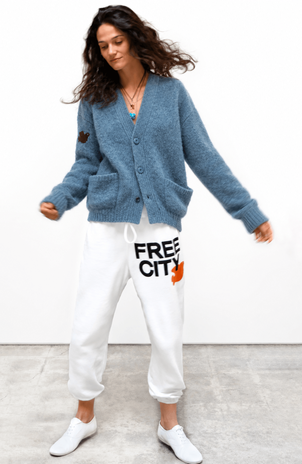 FREECITY Knitwear Freecity - Superyumm Norwegian wool pocket cardigan in norwegian blue