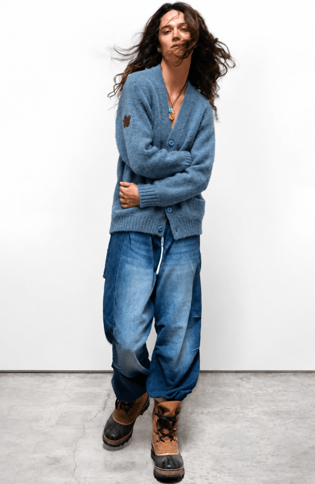 FREECITY Knitwear Freecity - Superyumm Norwegian wool pocket cardigan in norwegian blue