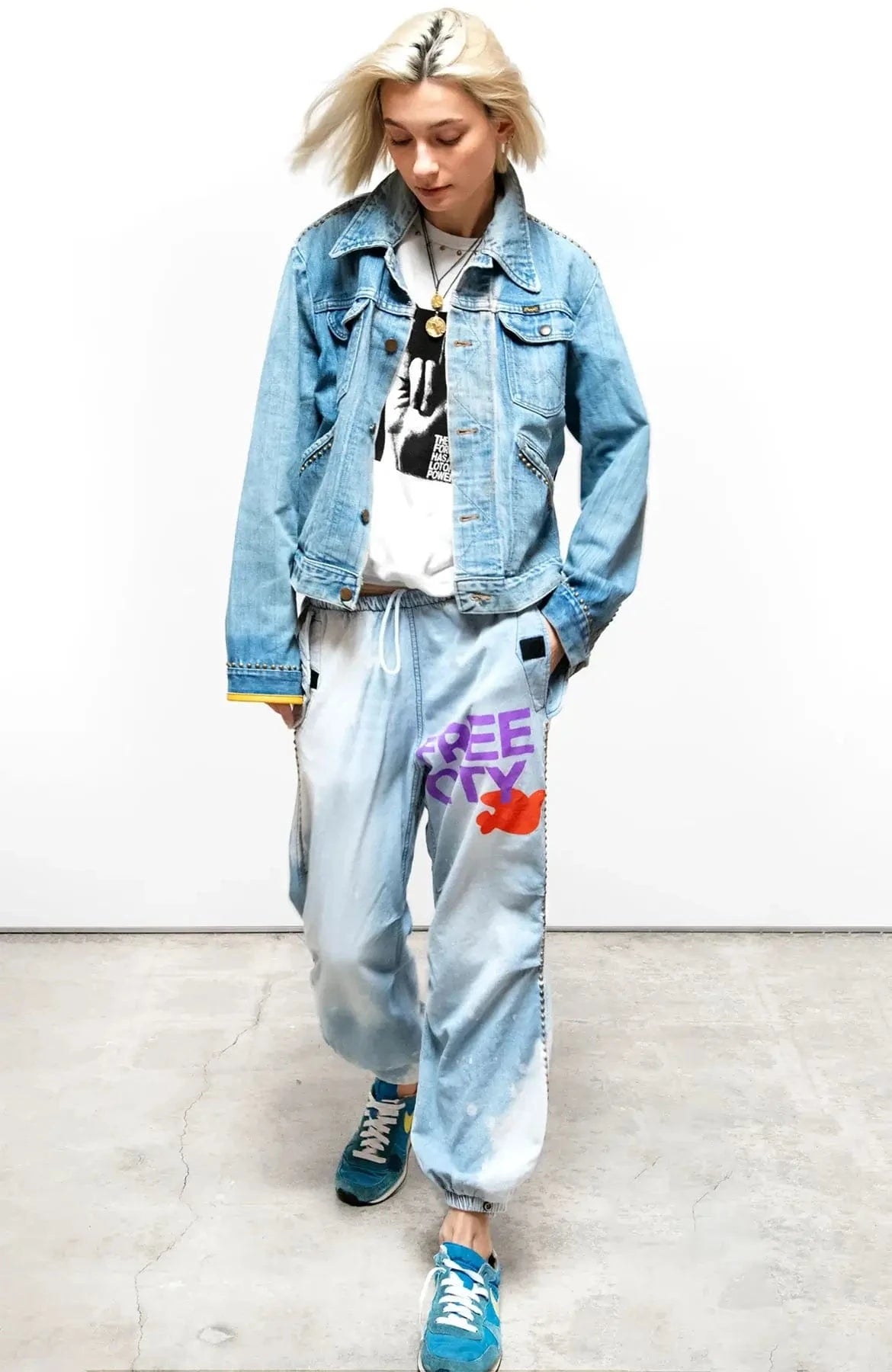 FREECITY Sweatpants Freecity - Canyonkid indigo flap snap pant in cloud