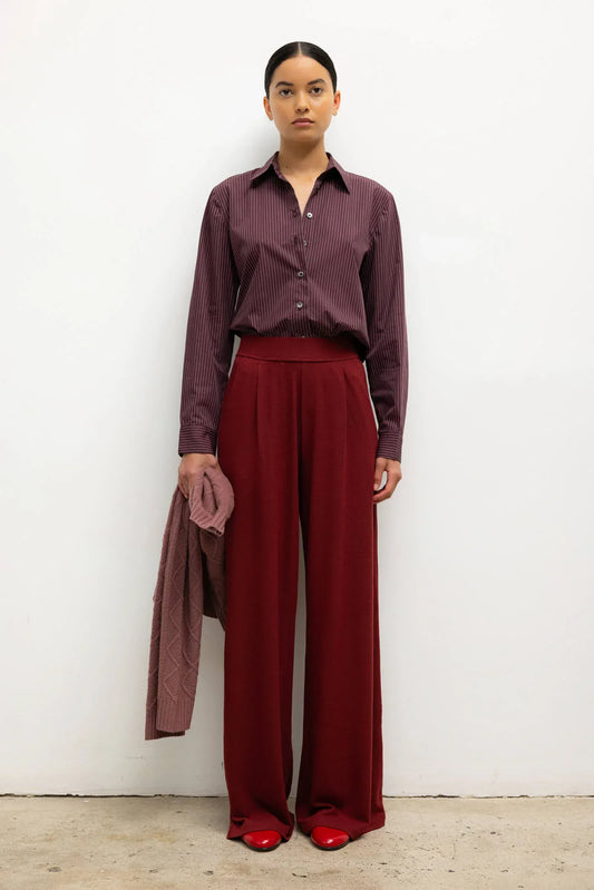 Leset Pants Leset - Lauren Pleated Pocket Pant in Pinot