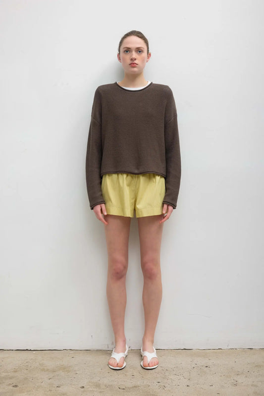 Leset Pants Leset - Yoshi Stripe Summer Short in Lemon Yellow chocolate