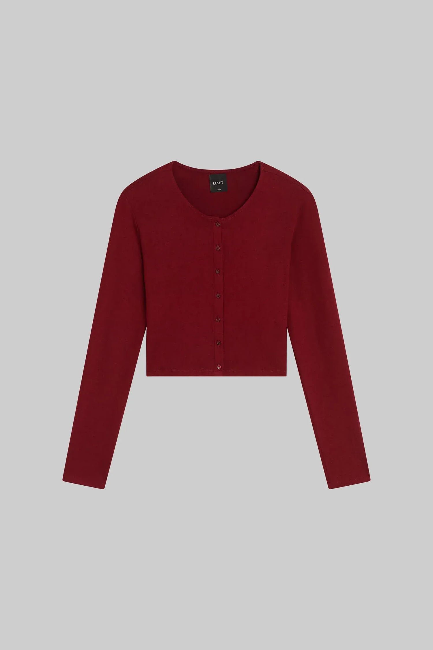 Leset Shirts & Tops Leset - Lauren Cropped Cardigan in Pinot