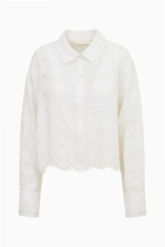 Love Shack Fancy Blouses Love Shack Fancy - Delano Top in Optic White