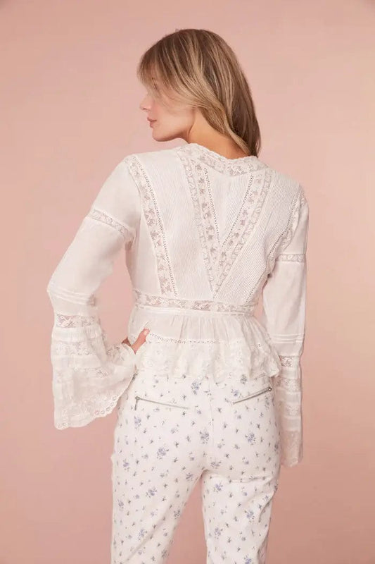 Love Shack Fancy Cami's 2 Love Shack Fancy - Mindy Top in Bright White