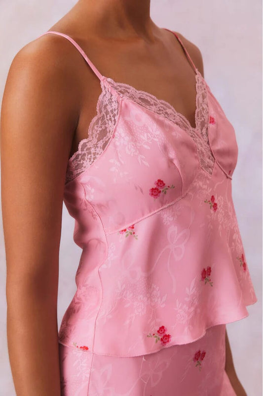 Love Shack Fancy Cami's Love Shack Fancy - Fox top in Cherry Pink