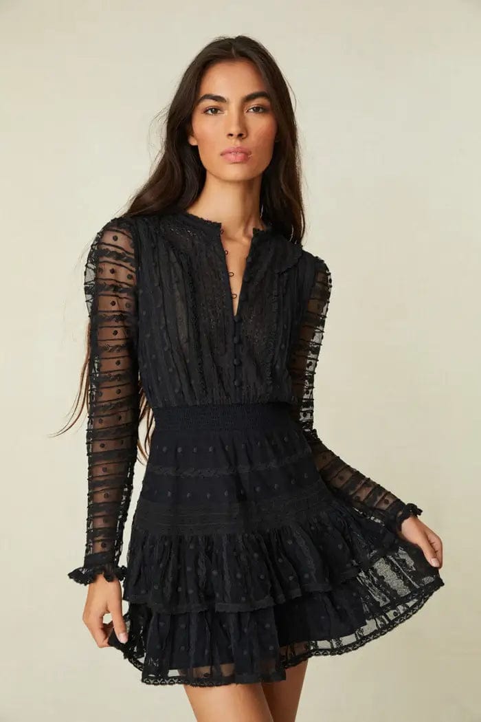 Love Shack Fancy - Elio dress in Black - women's mini dress – Basicality