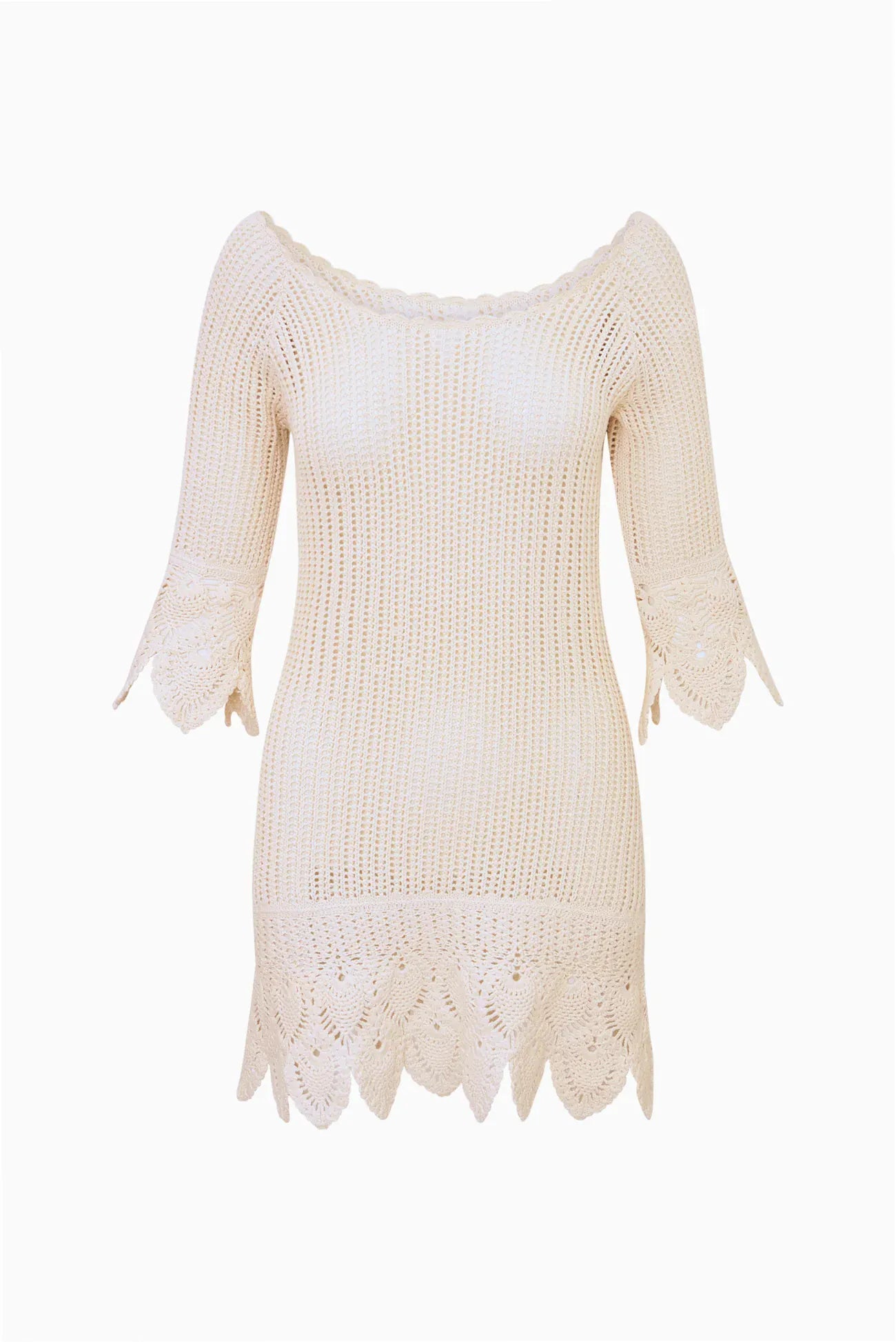 Love Shack Fancy Dresses Love Shack Fancy - Krisella Scalloped Crochet Mini Dress in ivory