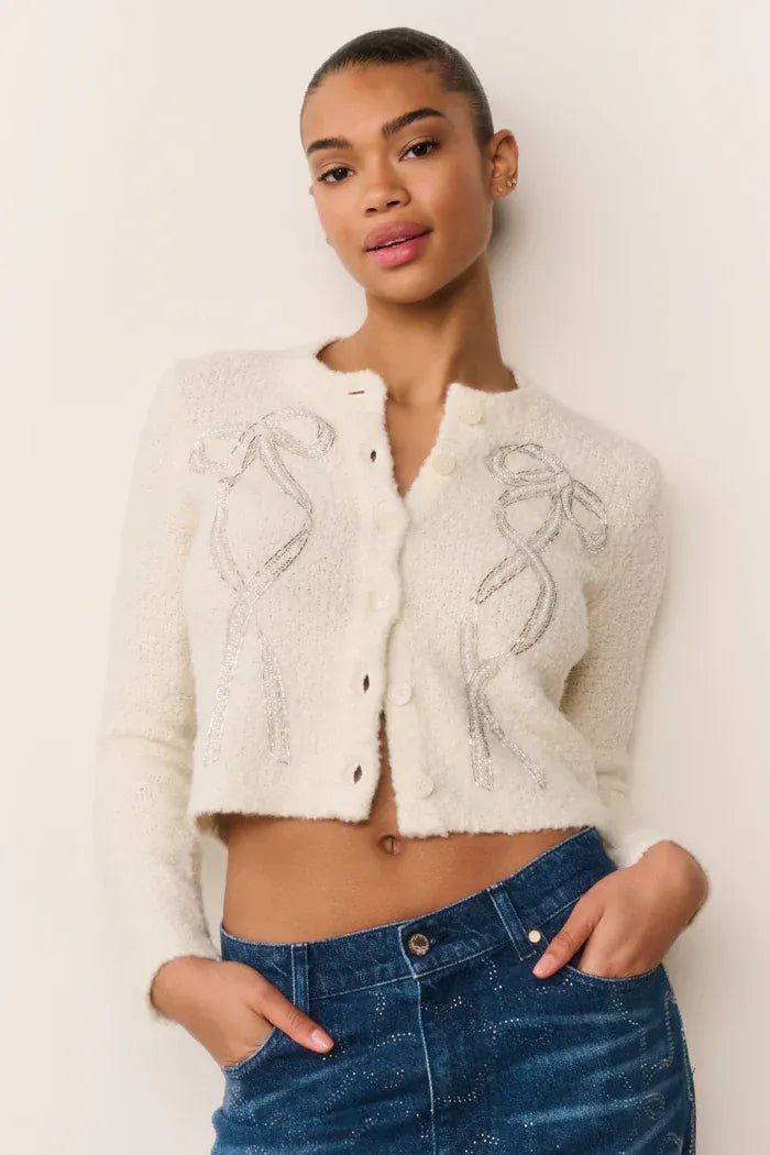 Love Shack Fancy Knitwear Love Shack Fancy - Leocadia Cardigan in Ivory