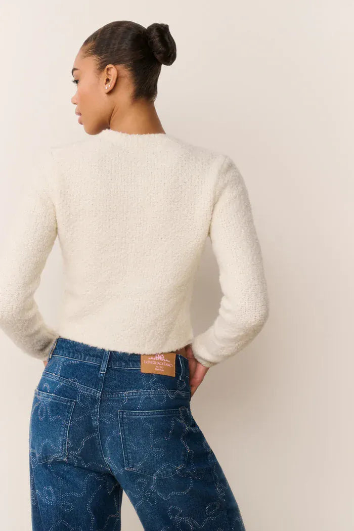 Love Shack Fancy Knitwear Love Shack Fancy - Leocadia Cardigan in Ivory