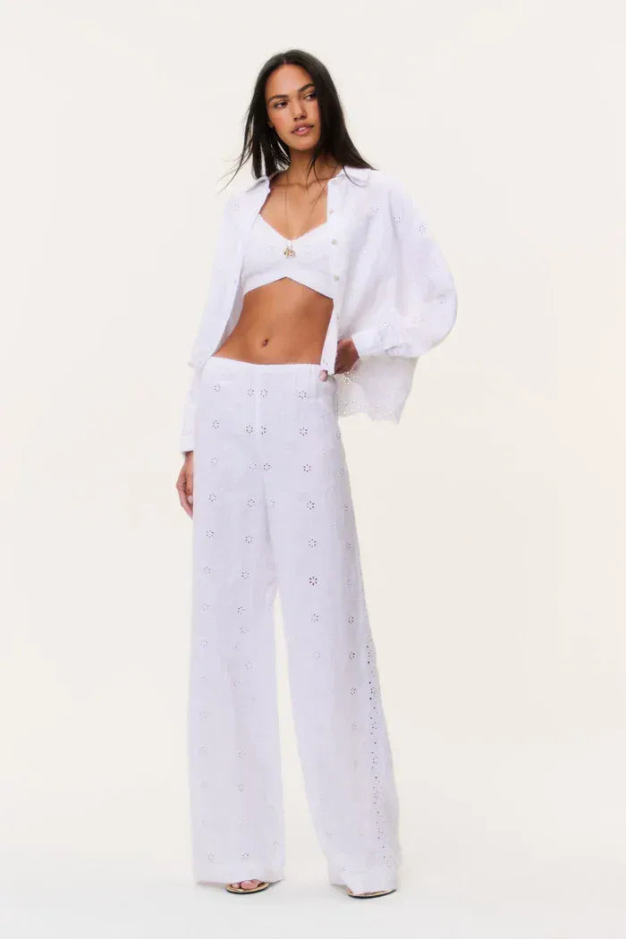 Love Shack Fancy Pants Love Shack Fancy - Cinna Pant in Optic White