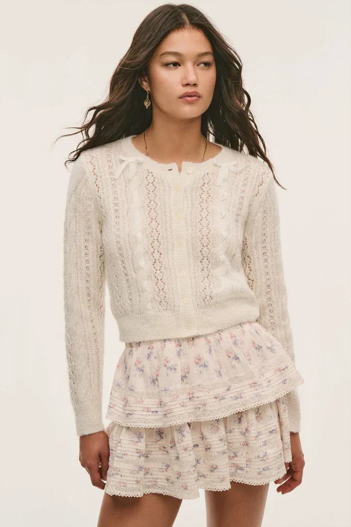 Love Shack Fancy Shirts & Tops Love Shack Fancy - Dione Cardigan in Snow cloud
