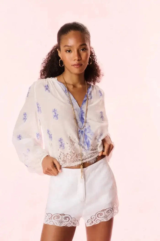 Love Shack Fancy Shorts Love Shack Fancy - Quindi Shorts in Optic White