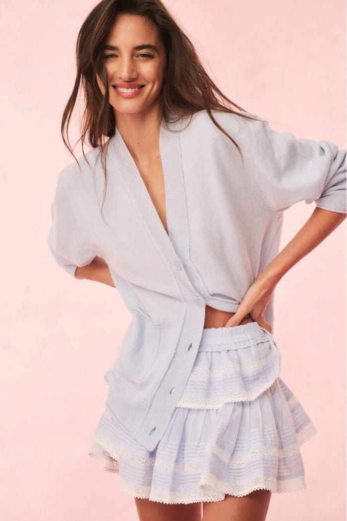 Love Shack Fancy Sweater Love Shack Fancy - Applene Cardigan in Seagrass Blue